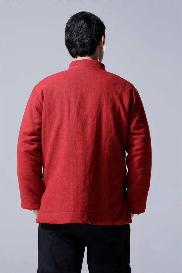 Men Traditional Chinese Style Linen and Cotton Quilted Jacket