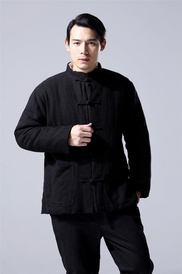 Men Traditional Chinese Style Linen and Cotton Quilted Jacket