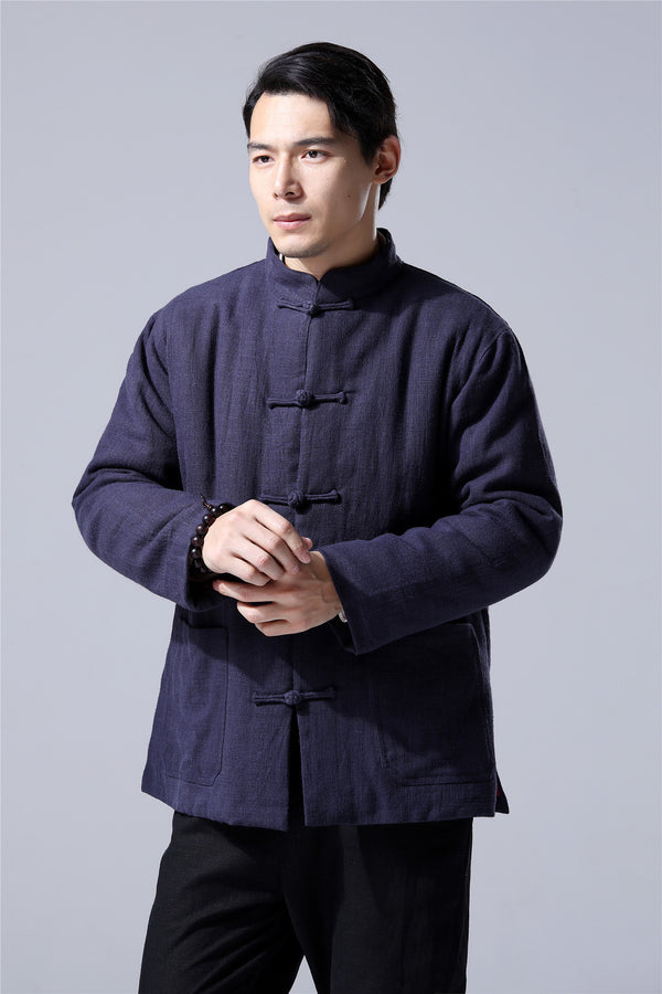Men Traditional Chinese Style Linen and Cotton Quilted Jacket