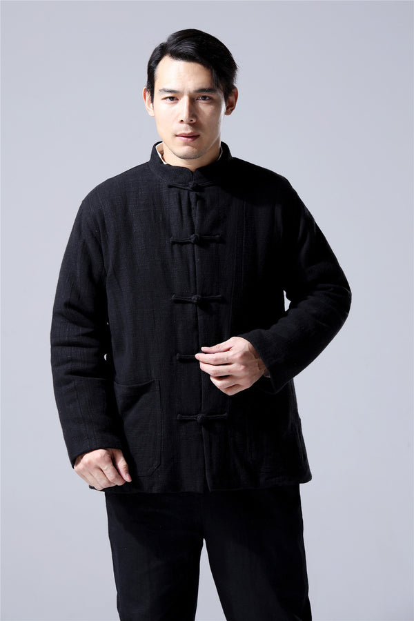 Men Traditional Chinese Style Linen and Cotton Quilted Jacket