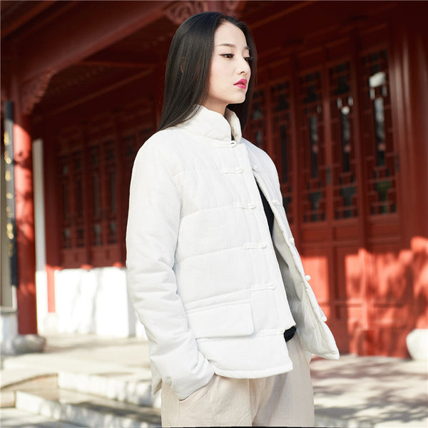 2024 Winter NEW! Asian Retro Style Women Linen and Cotton Loose Style Quilted Long-sleeved Jacket