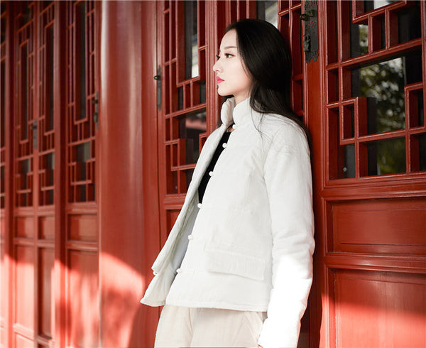 2024 Winter NEW! Asian Retro Style Women Linen and Cotton Loose Style Quilted Long-sleeved Jacket