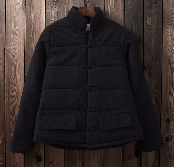 2024 Winter NEW! Asian Retro Style Women Linen and Cotton Loose Style Quilted Long-sleeved Jacket