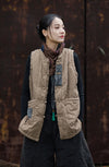 2024 Winter NEW! Casual Style Women Linen and Cotton Quilted Vest