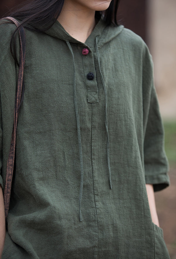 ZenBreeze Hooded Linen Tee – Sandwashed Ramie-Cotton Sun Shirt