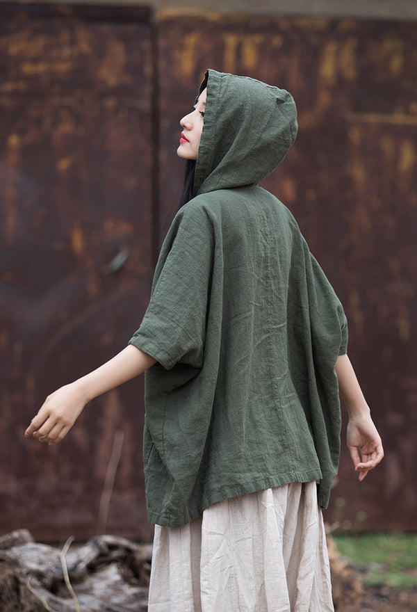 ZenBreeze Hooded Linen Tee – Sandwashed Ramie-Cotton Sun Shirt