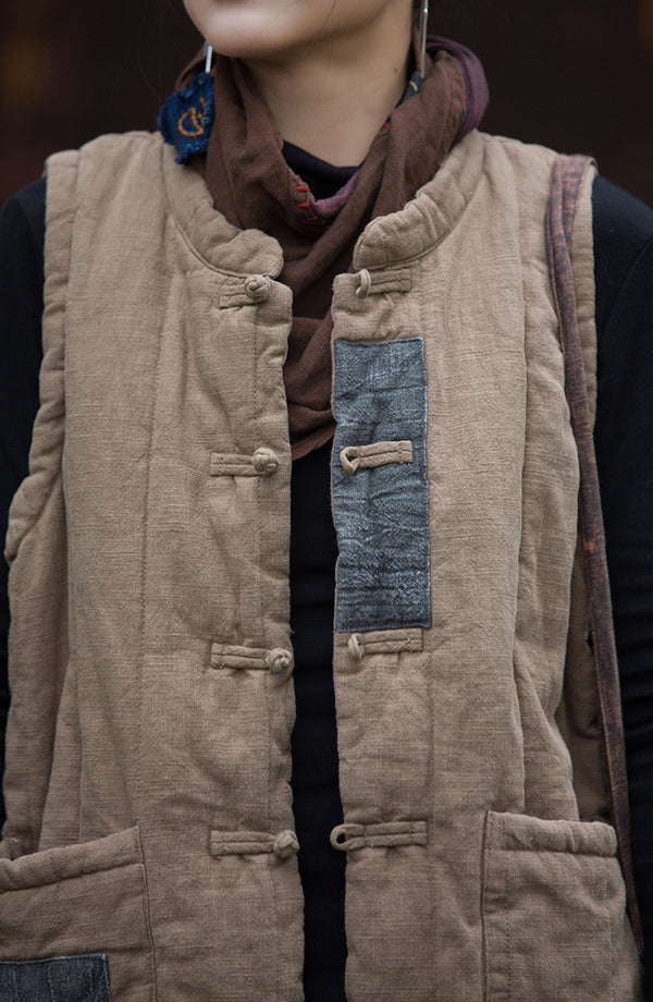 2024 Winter NEW! Casual Style Women Linen and Cotton Quilted Vest