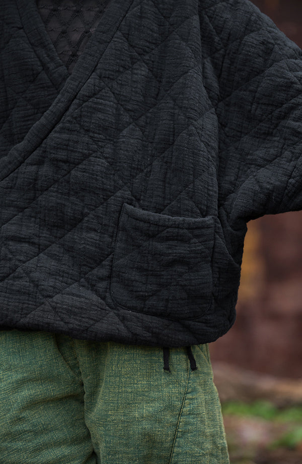 Winter NEW! Asian Casual Style Women Linen and Cotton Short Quilted Long-sleeved Coat