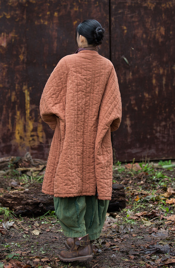 2024 Winter NEW! Asian Retro Style Women Linen and Cotton Long Quilted Long-sleeved Coat