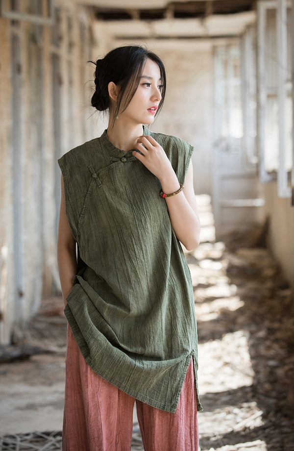 Lightweight, highly breathable, and naturally textured Chinese Style Shirt