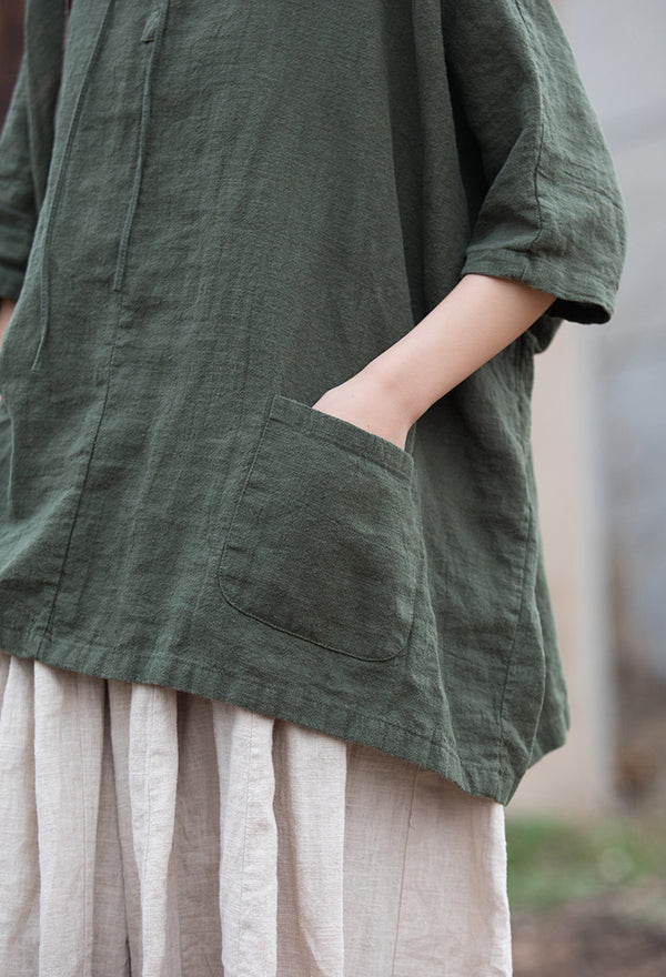 ZenBreeze Hooded Linen Tee – Sandwashed Ramie-Cotton Sun Shirt