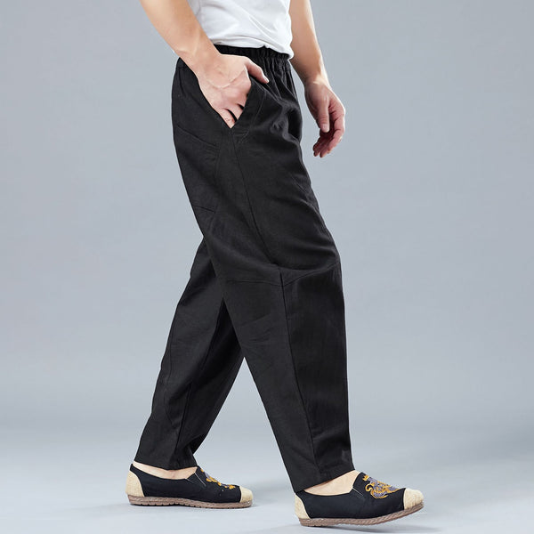 Men New Style Causal Linen and Cotton Small Leg Bloom Pants