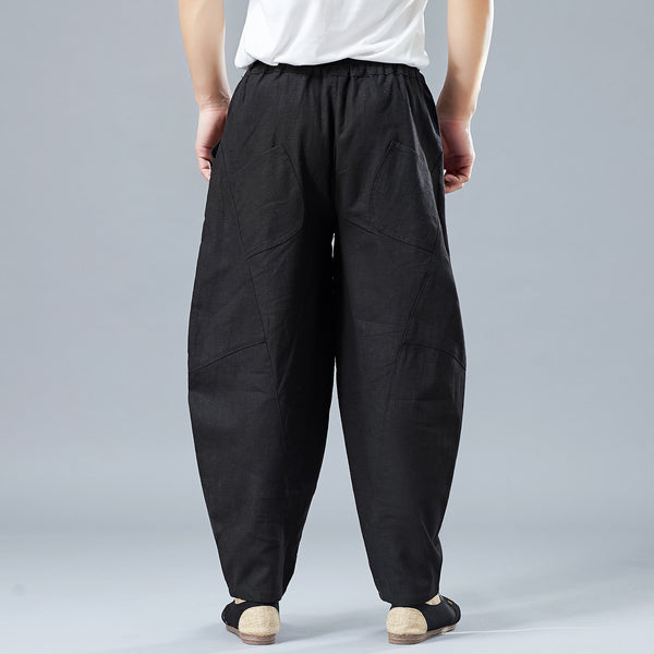 Men New Style Causal Linen and Cotton Small Leg Bloom Pants