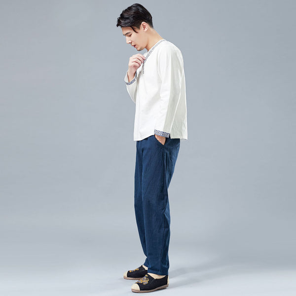 Men New Style Causal Linen and Cotton Small Leg Bloom Pants