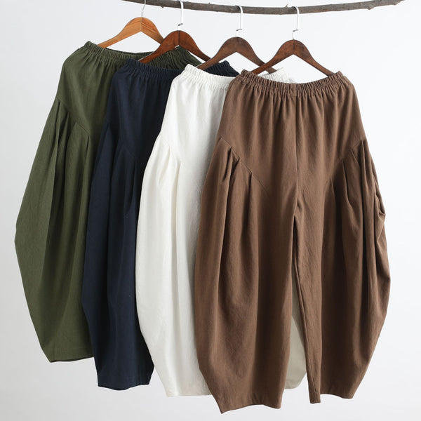 Men Casual Linen Lantern Cropped Pants | New Style Linen Crotch Dancing Men Pants