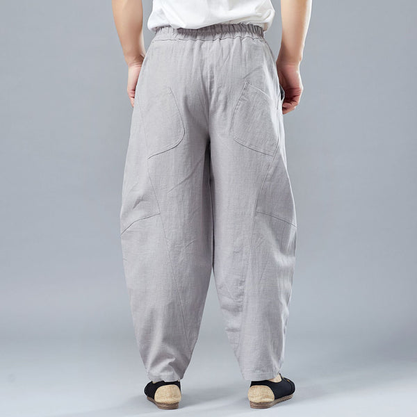 Men New Style Causal Linen and Cotton Small Leg Bloom Pants