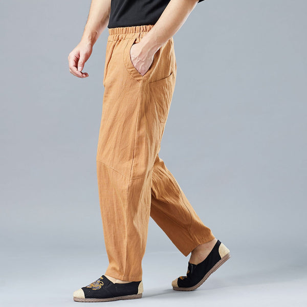 Men New Style Causal Linen and Cotton Small Leg Bloom Pants