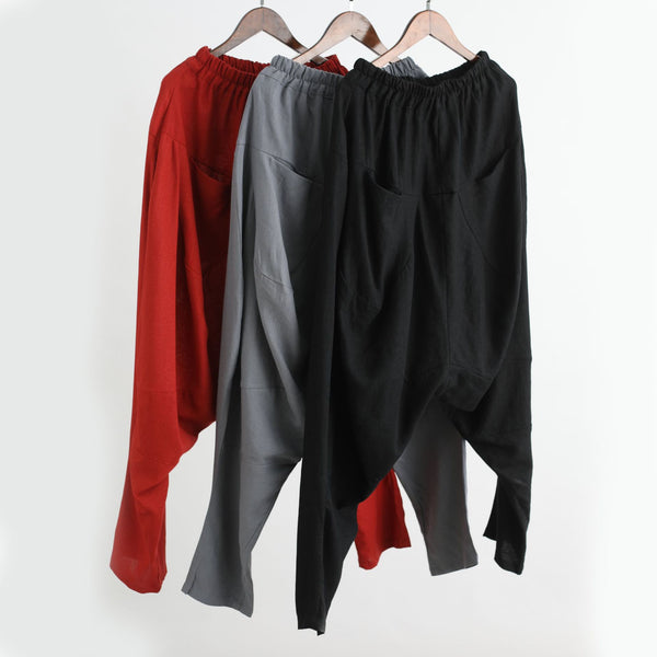 Men Casual Front and Back Pockets New Style Linen Crotch Dancing Pants