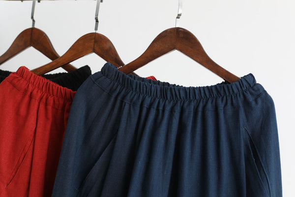 Men Casual Pure Color Cotton and Linen Crotch Dancing Pants