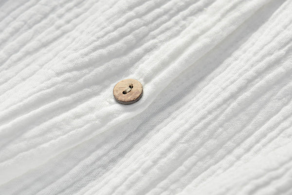 Simple Pure Color Linen and Cotton Women Short Sleeve Cardigan Blouses