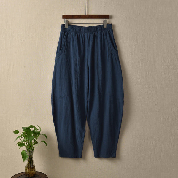 Women Water-washed Cotton and Linen Soft Lantern Leisure Pants