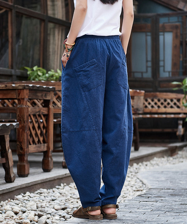Women Water-washed Cotton and Linen Soft Lantern Leisure Pants