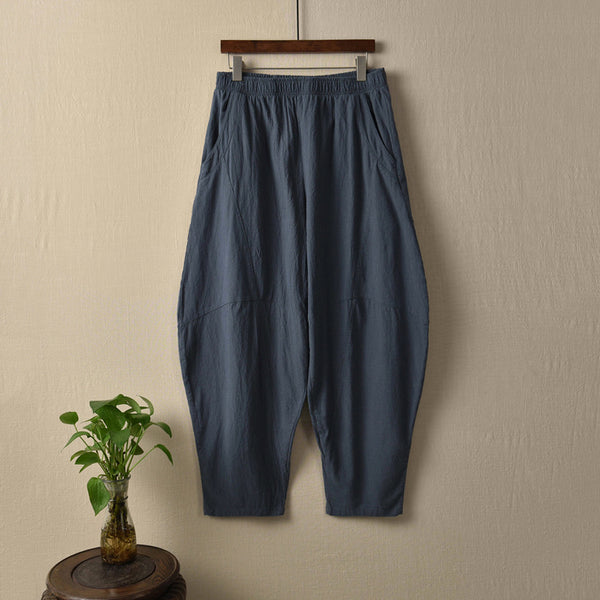 Women Water-washed Cotton and Linen Soft Lantern Leisure Pants