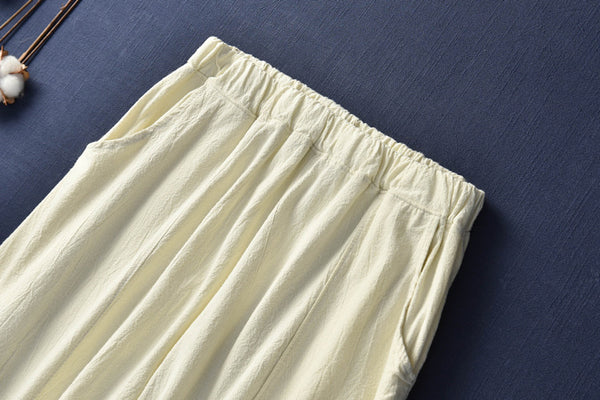 Women Retro Style Women Water-washed Linen and Cotton Lantern Pants