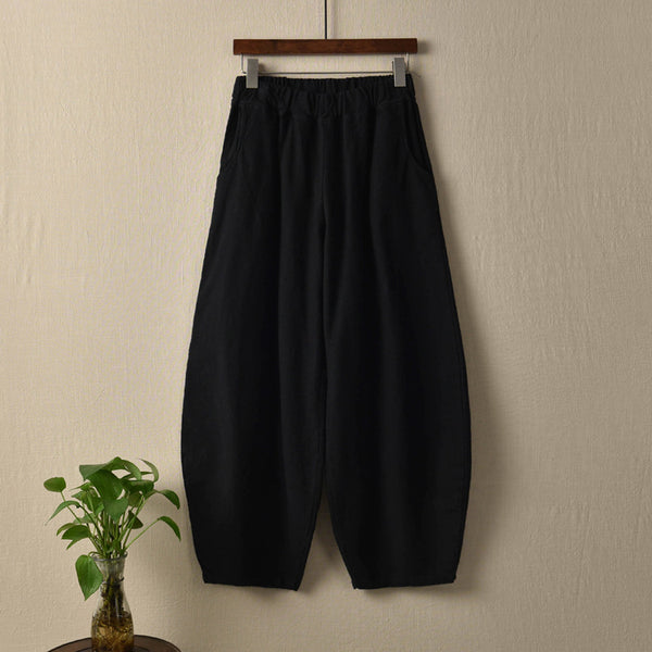Women Natural Ramie Linen Cotton and Linen Lantern Leisure Pants