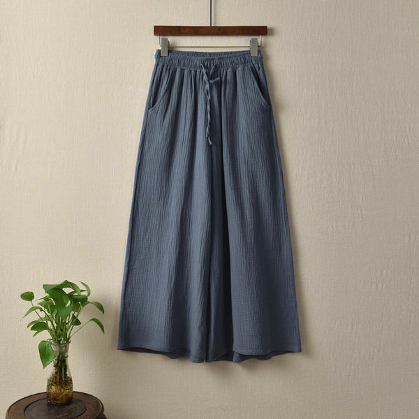 Women Linen and Cotton Wide Leg Opening Yoga Pants