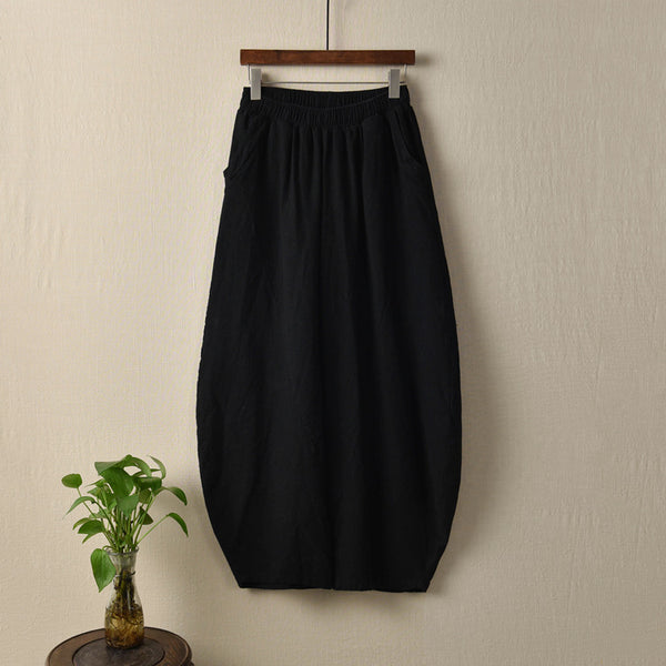 Women Natural Linen Fabric Pure Ramie Retro Lantern Leisure Pants