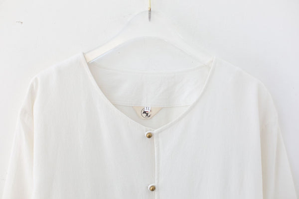 Men Simple Style Water-washed Hanfu Style Linen and Cotton Half Sleeved Cardigan Tops