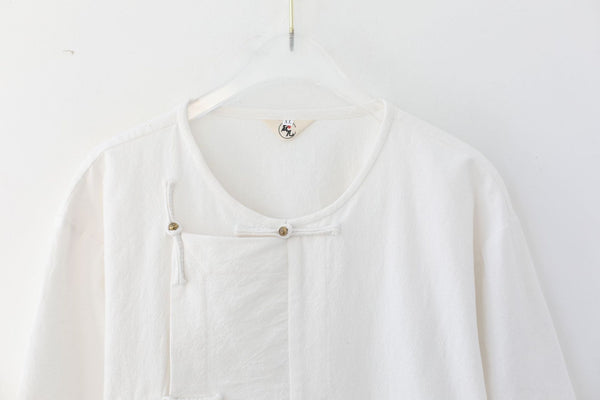 Men Retro Asian Style Water-washed Linen and Cotton Short Sleeved T-shirt Tops