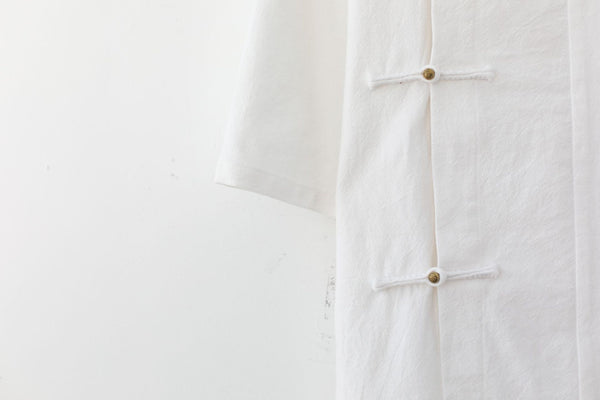 Men Retro Asian Style Water-washed Linen and Cotton Short Sleeved T-shirt Tops