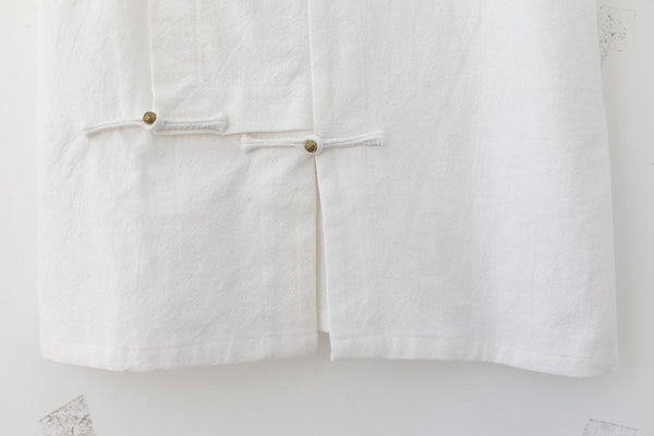 Men Retro Asian Style Water-washed Linen and Cotton Short Sleeved T-shirt Tops