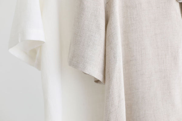 Men Asian Style Linen and Cotton Round-neck Short Sleeved T-shirt