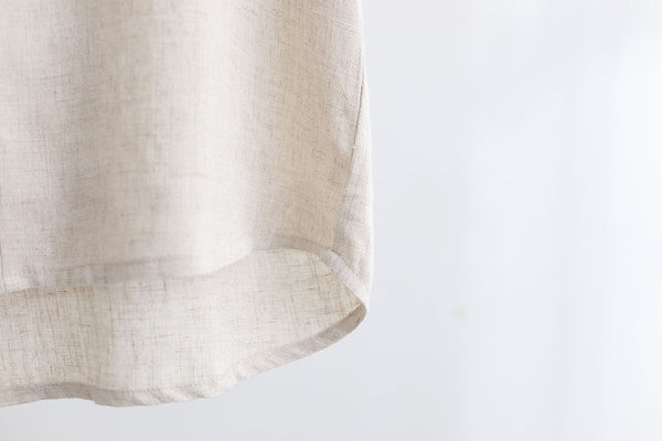 Men Asian Style Linen and Cotton Round-neck Short Sleeved T-shirt