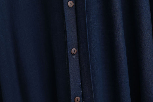 Men Tai Chi Loose Style Water-washed Linen Long Sleeved Cardigan Long Shirts