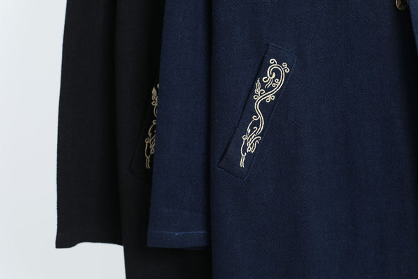 Men Linen and Cotton Middle Length Coat