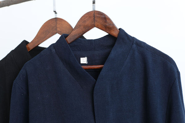 Men Linen and Cotton Middle Length Coat