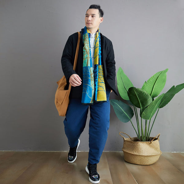 Men Simple Pure Color Style Linen and Cotton Quilted Jacket