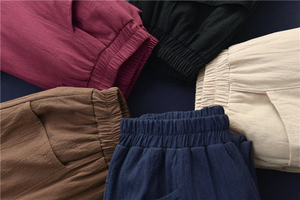 Women Linen and Cotton Quilted Tapered Pants