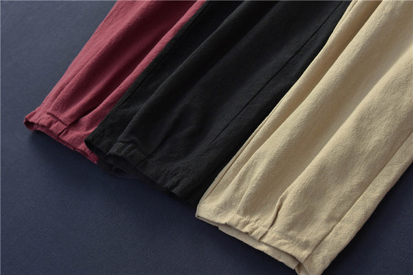 Women Linen and Cotton Sand-Washed Lantern Style Pants