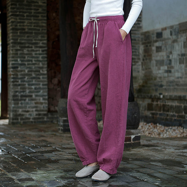 Women Linen and Cotton Sand-Washed Lantern Style Pants