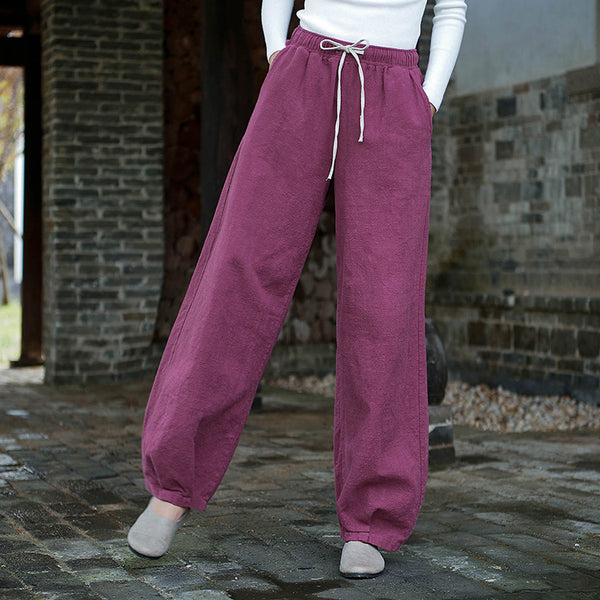 Women Linen and Cotton Sand-Washed Lantern Style Pants