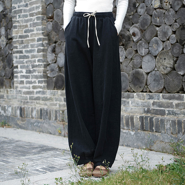 Women Linen and Cotton Sand-Washed Lantern Style Pants