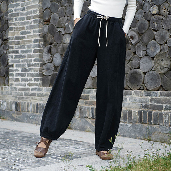 Women Linen and Cotton Sand-Washed Lantern Style Pants