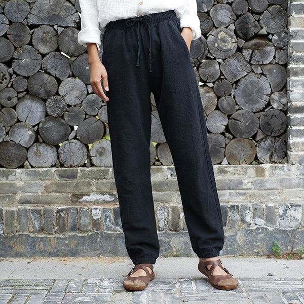 Women Linen and Cotton Comfort Style Tapered Pants
