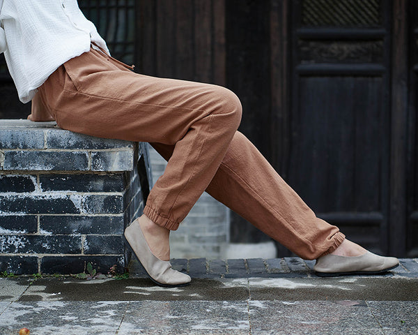 Women Linen and Cotton Comfort Style Tapered Pants