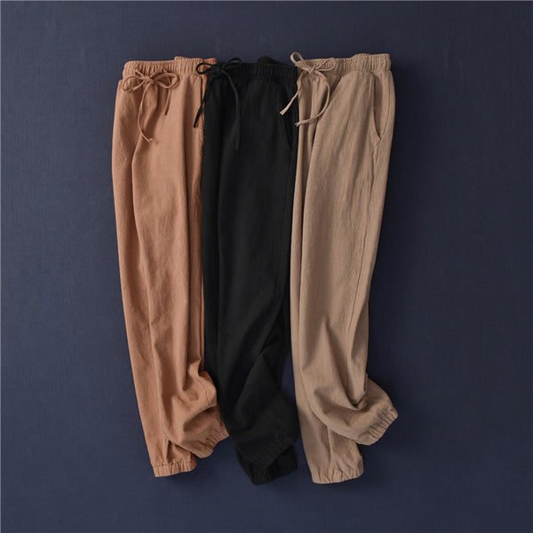 Women Linen and Cotton Comfort Style Tapered Pants